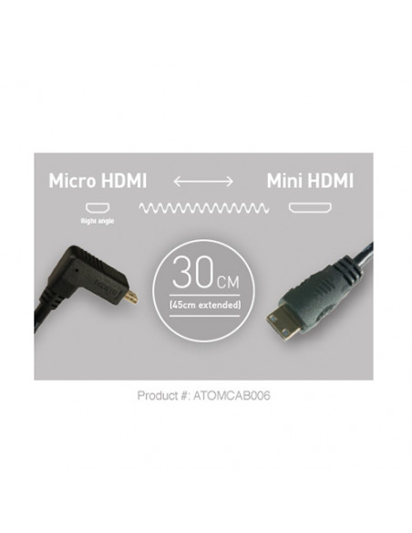 CABLE ATOMOS MICRO HDMI TO MINI HDMI COUDE 30CM