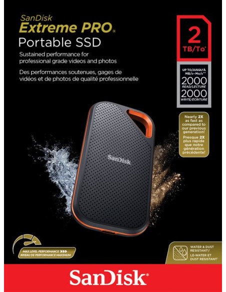 DISQUE SSD SanDisk Extreme PRO Portable SSD V2 2TO