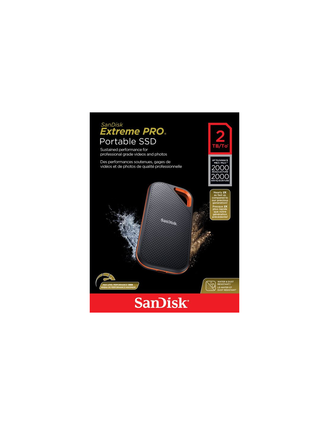 DISQUE SSD SanDisk Extreme PRO Portable SSD V2 2TO